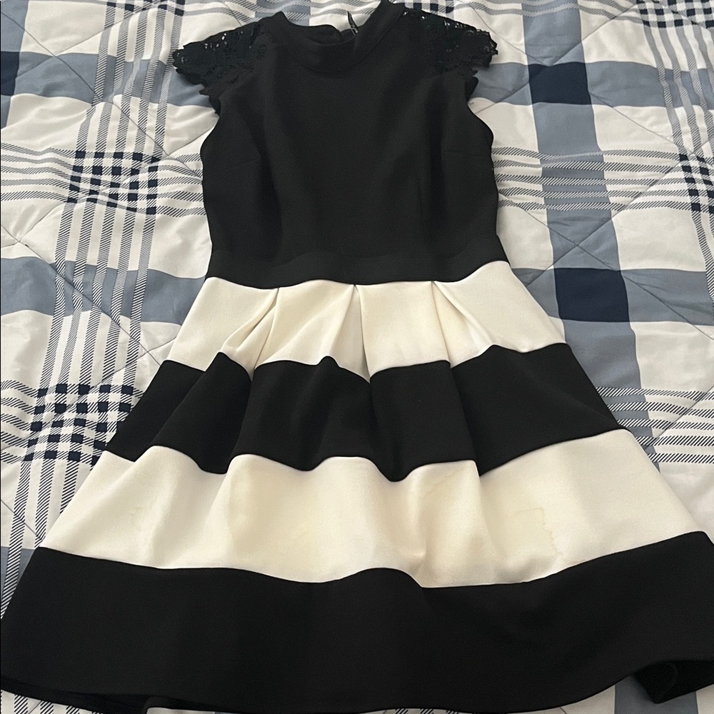 Speechless Black and White Midi Dress